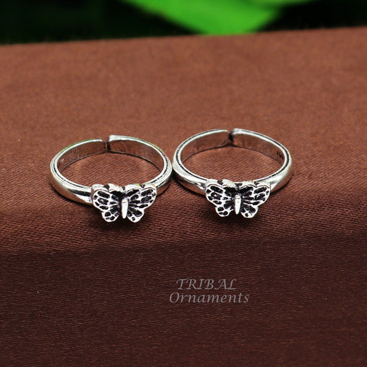 Floral design vintage style handmade 925 sterling silver adjustable toe ring band for brides or girl's best personalized jewelry ytr77 - TRIBAL ORNAMENTS