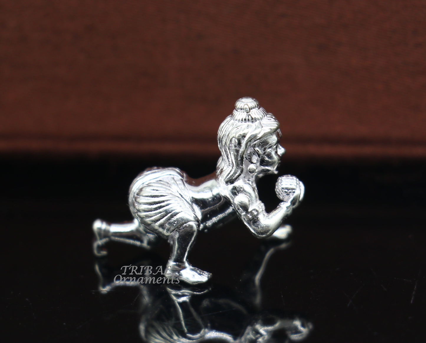 925 Solid silver handmade idol little krishna, Ladu Gopala, crawling Krishna small statue sculpture home temple puja art, utensils art587 - TRIBAL ORNAMENTS