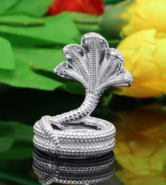 925 Solid silver handmade Divine Sheshnag holy Small snake or shiva snake for puja or worshipping, solid Diwali puja article art564 - TRIBAL ORNAMENTS
