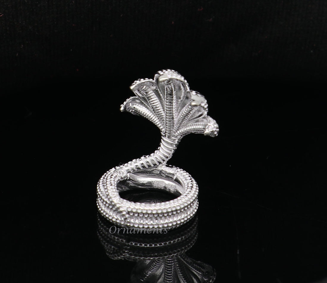 925 sterling silver solid divine panchmukhi Sheshnag, wonderful shiva snake amazing puja articles or utensils for home or temple art566 - TRIBAL ORNAMENTS