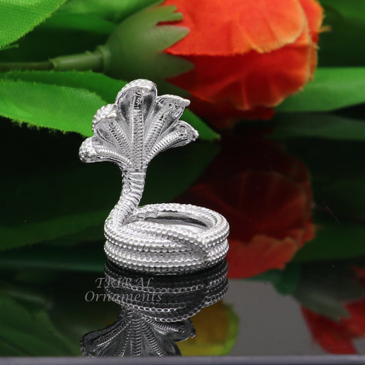 925 sterling silver solid divine panchmukhi Sheshnag, wonderful shiva snake amazing puja articles or utensils for home or temple art566 - TRIBAL ORNAMENTS