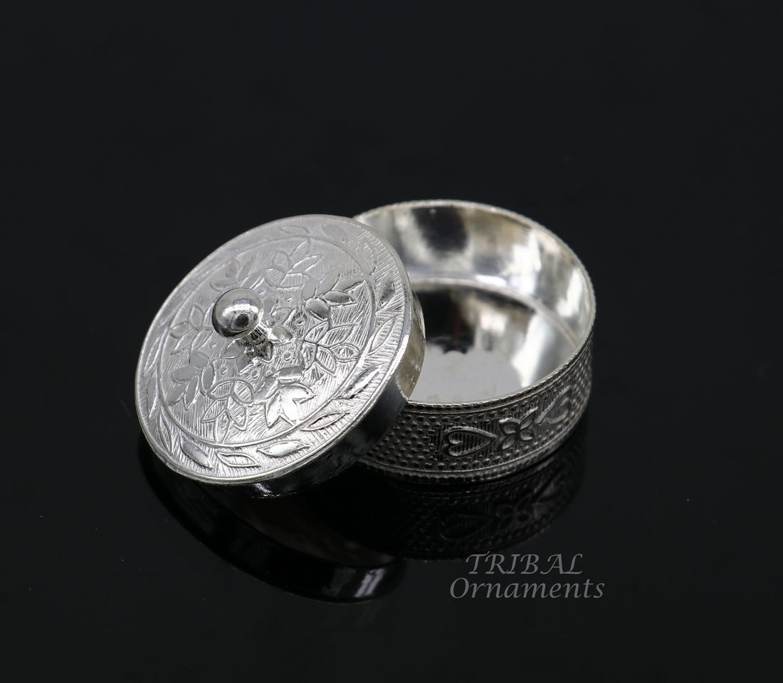 925 sterling silver unique antique design handmade brides eyes kajal box, surma box, kumkum sindur box, small trinket box article stb403 - TRIBAL ORNAMENTS