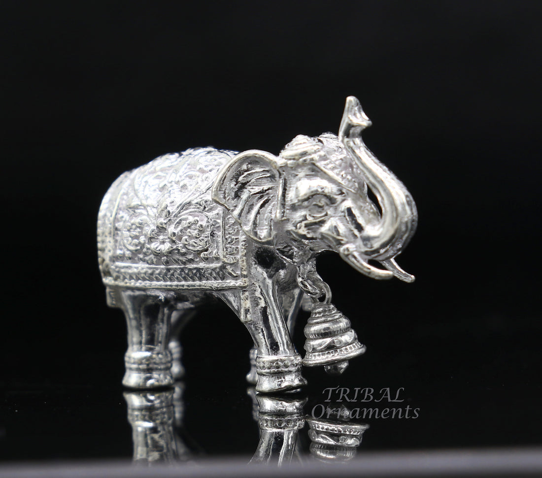 Sollid 925 Sterling silver Divine Elephant statues, puja articles figurines, best silver article for your homes wealth and prosperity art569 - TRIBAL ORNAMENTS