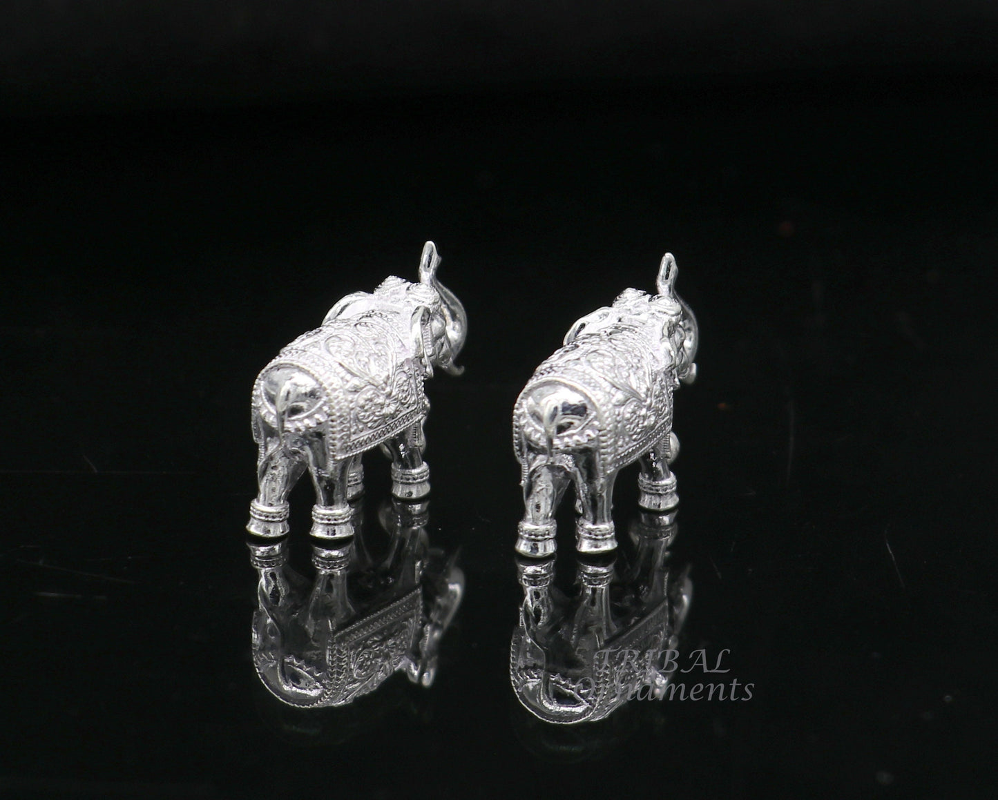 Divine 925 Sterling silver Divine Elephant statues, puja articles figurines, best silver article for your homes wealth and prosperity art570 - TRIBAL ORNAMENTS