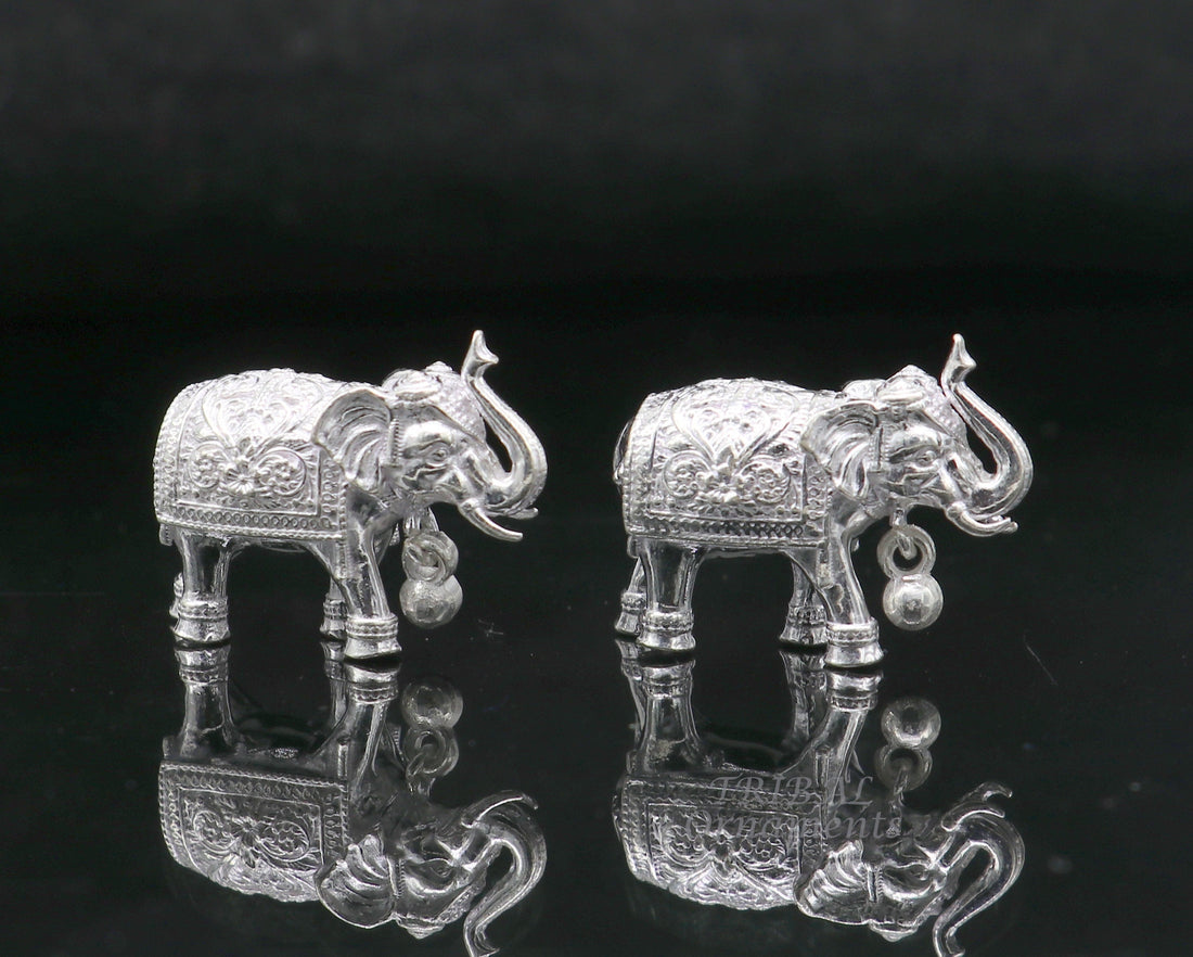 Divine 925 Sterling silver Divine Elephant statues, puja articles figurines, best silver article for your homes wealth and prosperity art570 - TRIBAL ORNAMENTS