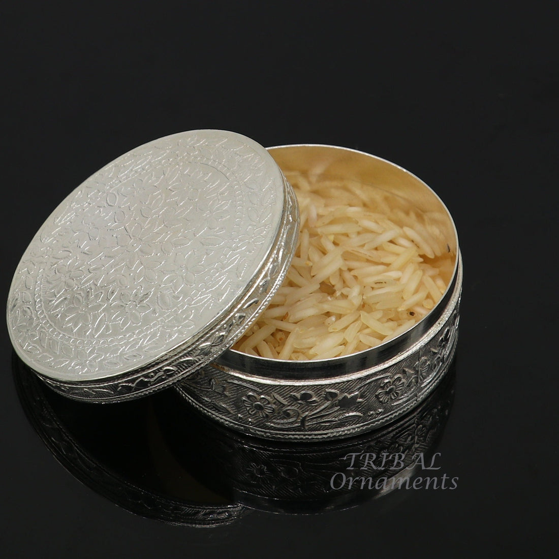 2.3" 925 silver handmade trinket box, brides powder box or dry fruit box. pills candy box luxury gifting ideas stb407 - TRIBAL ORNAMENTS