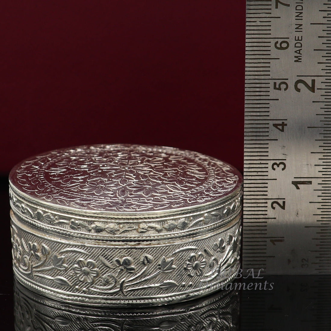 2.3" 925 silver handmade trinket box, brides powder box or dry fruit box. pills candy box luxury gifting ideas stb407 - TRIBAL ORNAMENTS