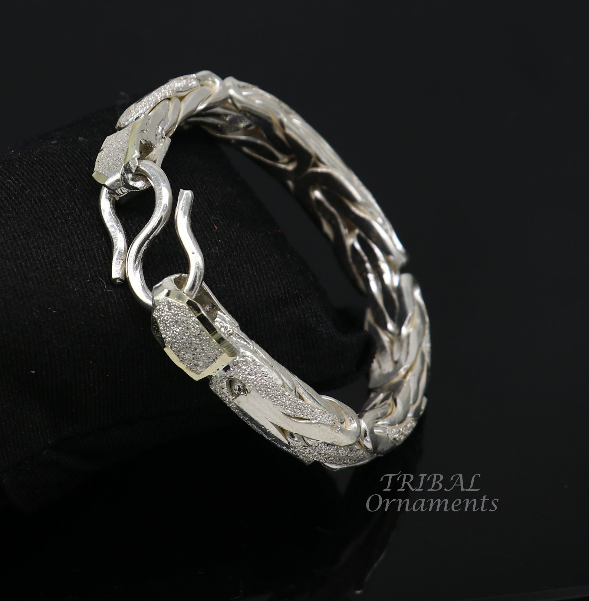 925 Solid Sterling silver handmade vintage style bangle bracelet kada tribal jewelry best for men's gifting silver articles nsk553 - TRIBAL ORNAMENTS