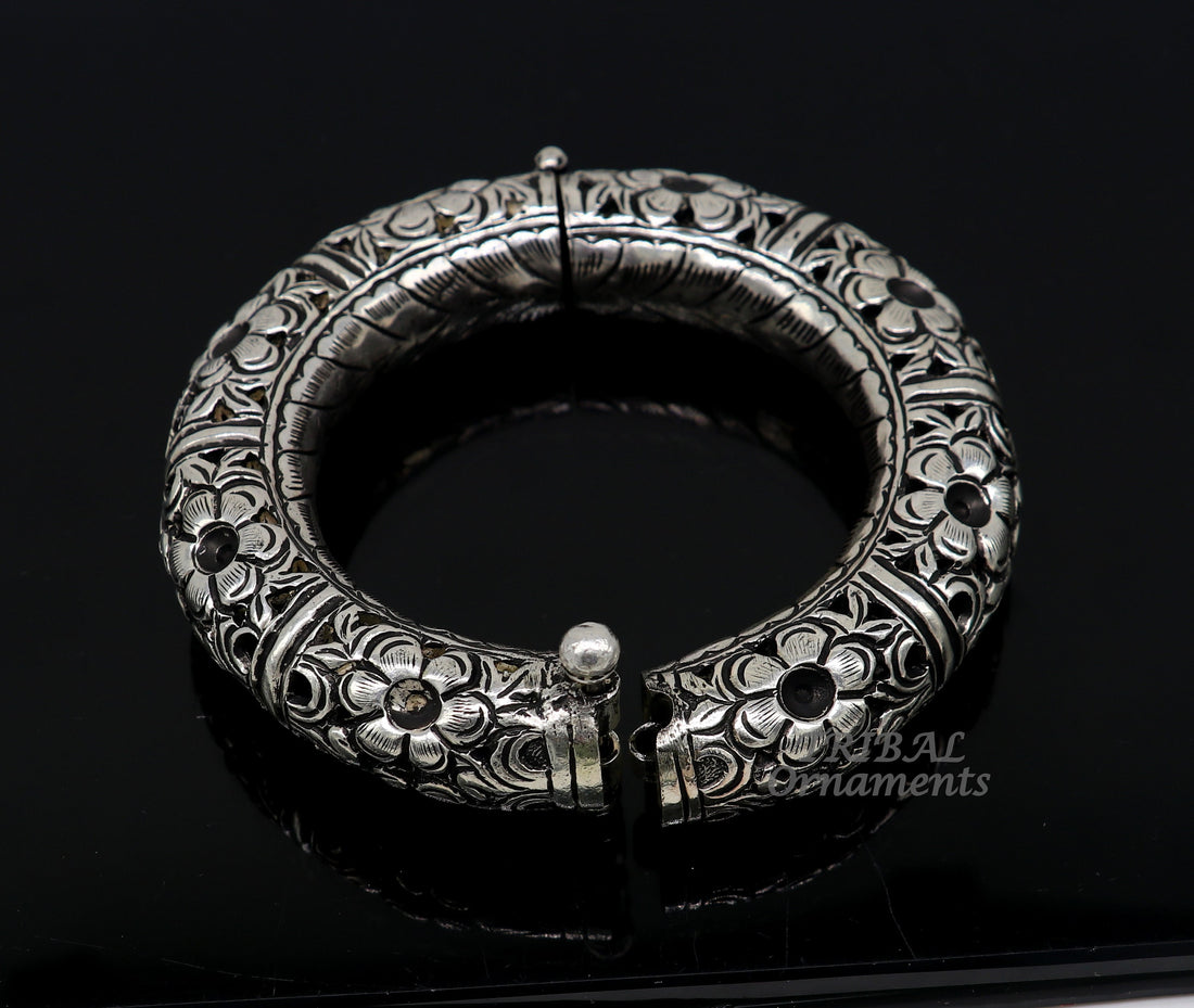 925 sterling silver handmade chitai work  bangle bracelet kada unisex customized gifting men's kada jewelry nsk568 - TRIBAL ORNAMENTS