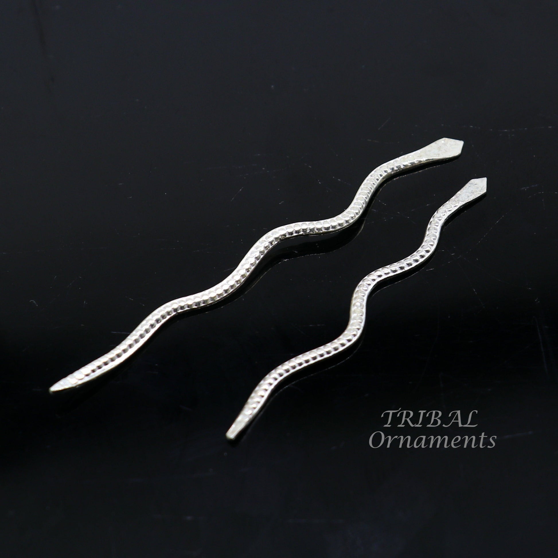 Sterling silver handmade Nag Nagin snake joda pair for puja or worshipping su967 - TRIBAL ORNAMENTS