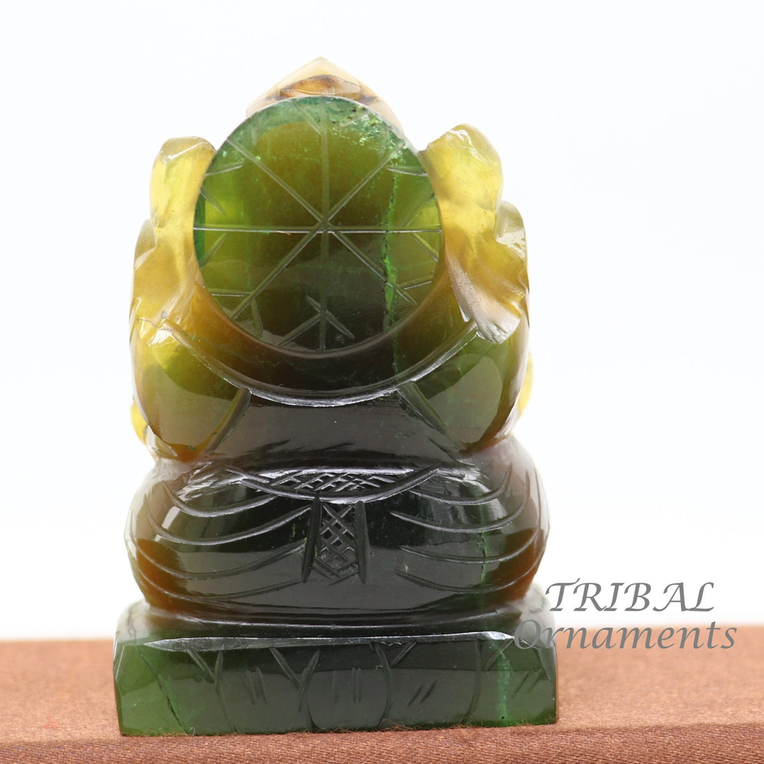 Lord Ganesha handcrafted Natural Fluorite stone statue, figurine, home temple God Ganesha stone sculpture for wealth and prosperity stna03 - TRIBAL ORNAMENTS