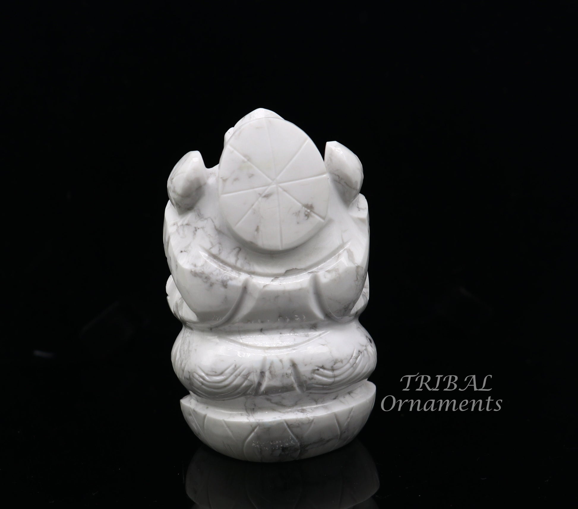 Idol Ganesha handcrafted Natural howlite stone statue figurine, home temple God Ganesha stone sculpture for wealth and prosperity stna04 - TRIBAL ORNAMENTS