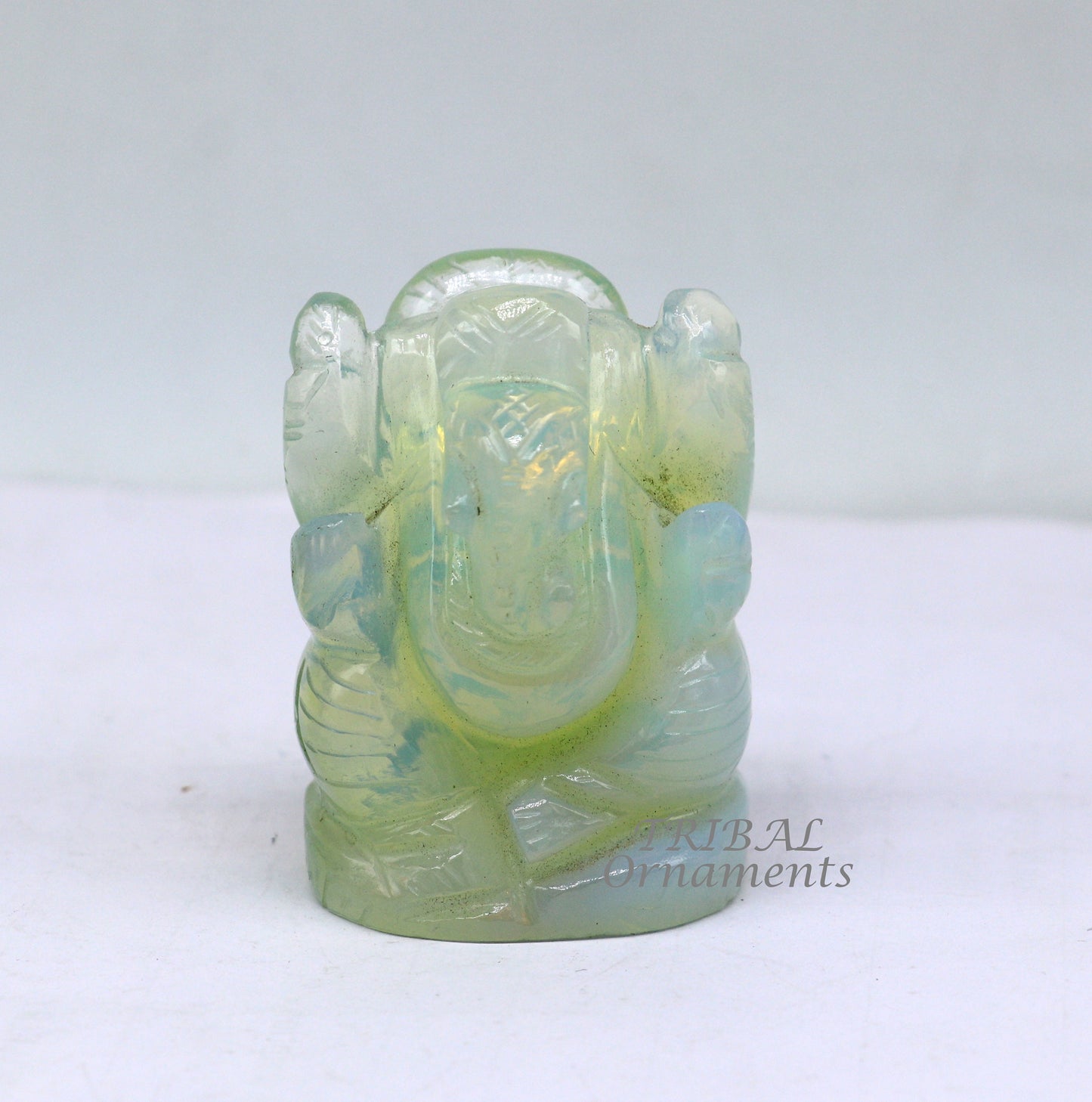 Divine lord Ganesha statue figurine, amazing moon stone style resin statue sculpture, best puja temple art for wealth prosperity stna06 - TRIBAL ORNAMENTS
