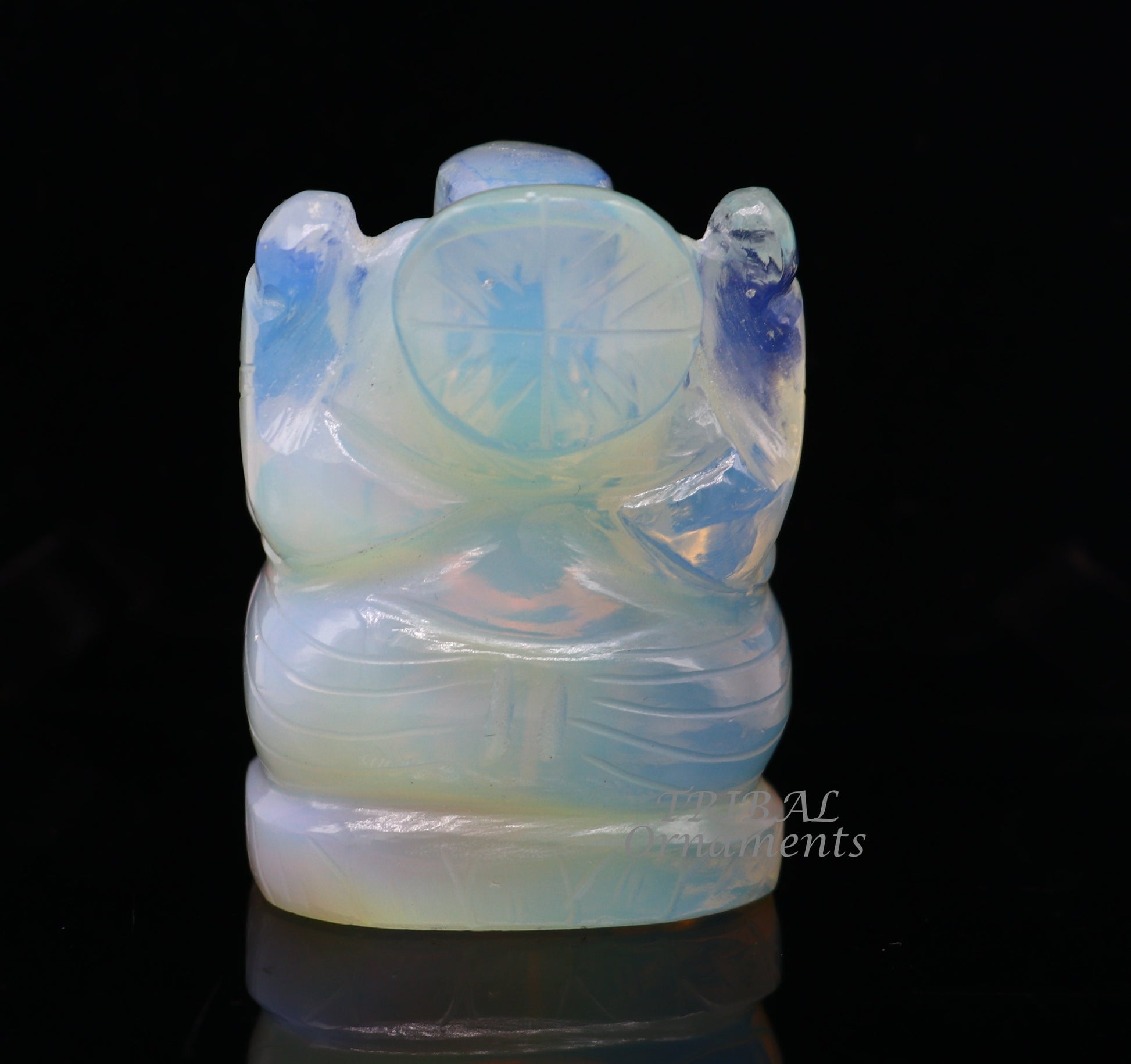 Divine lord Ganesha statue figurine, amazing moon stone style resin statue sculpture, best puja temple art for wealth prosperity stna06 - TRIBAL ORNAMENTS