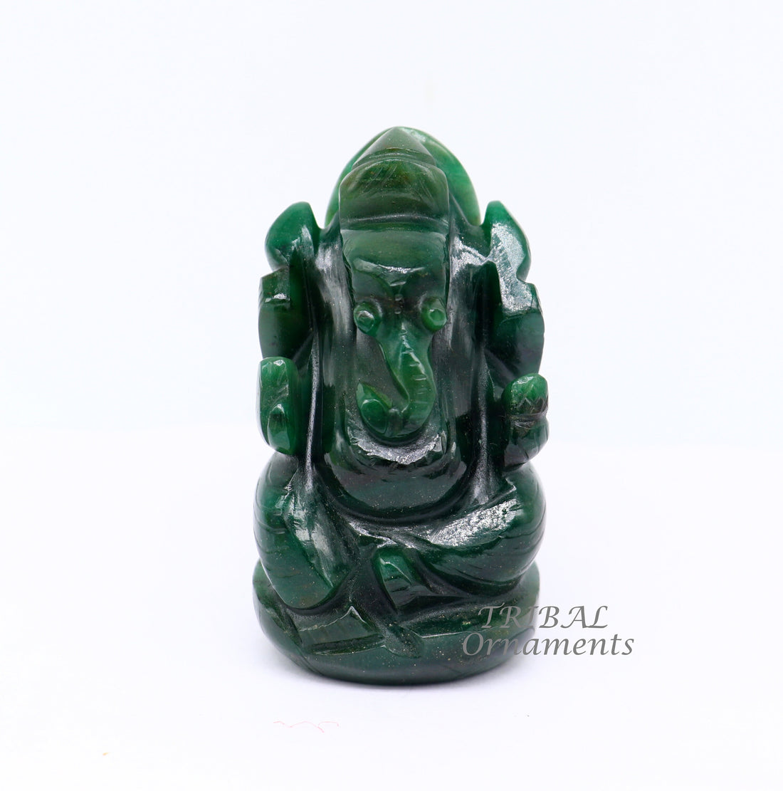 Amazing green jade Lord Ganesha handcrafted statue figurine temple divine God Ganesha stone sculpture for wealth and prosperity stna11 - TRIBAL ORNAMENTS
