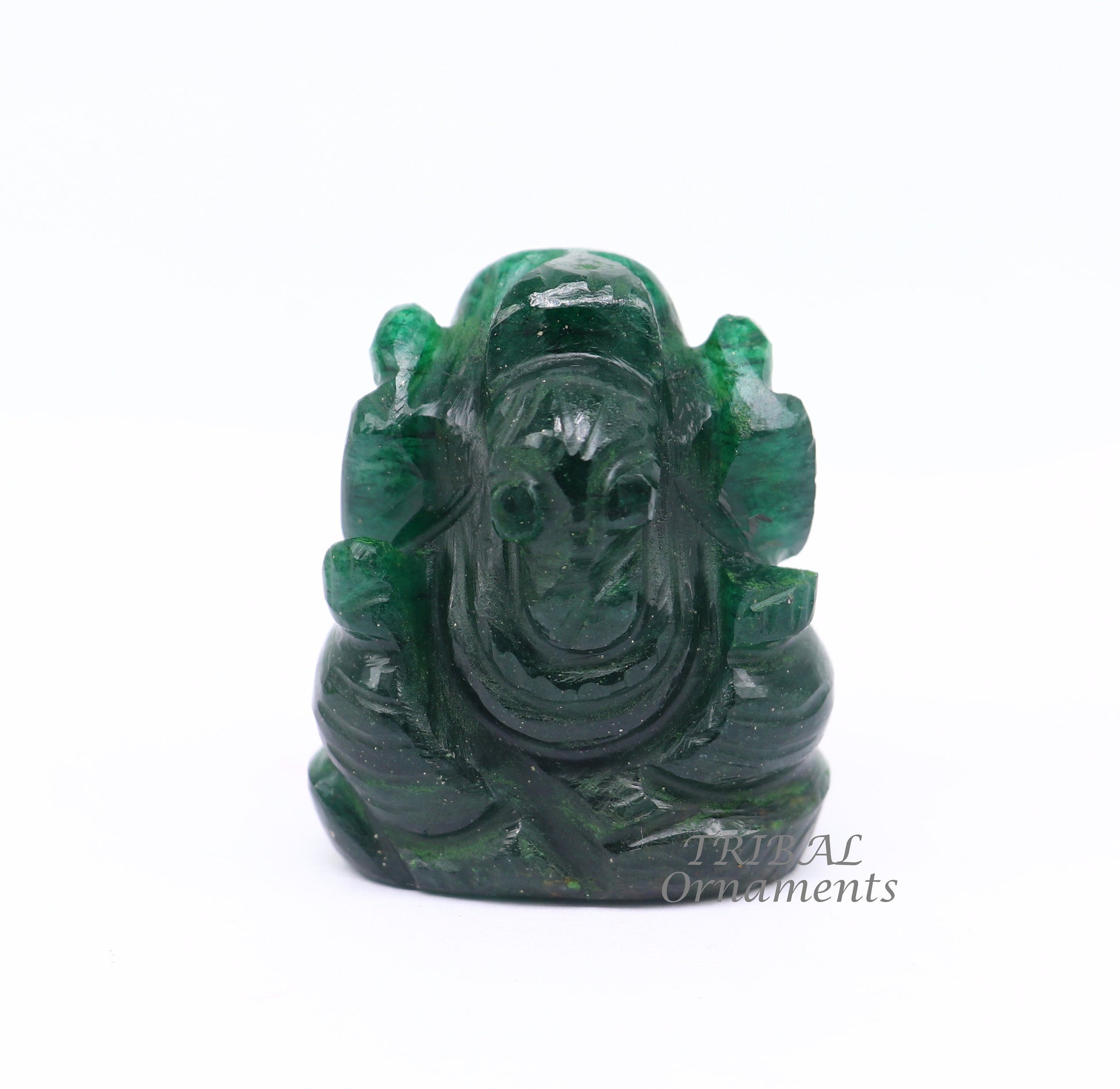 Amazing green jade Lord Ganesha handcrafted statue figurine temple divine God Ganesha stone sculpture for wealth and prosperity stna12 - TRIBAL ORNAMENTS