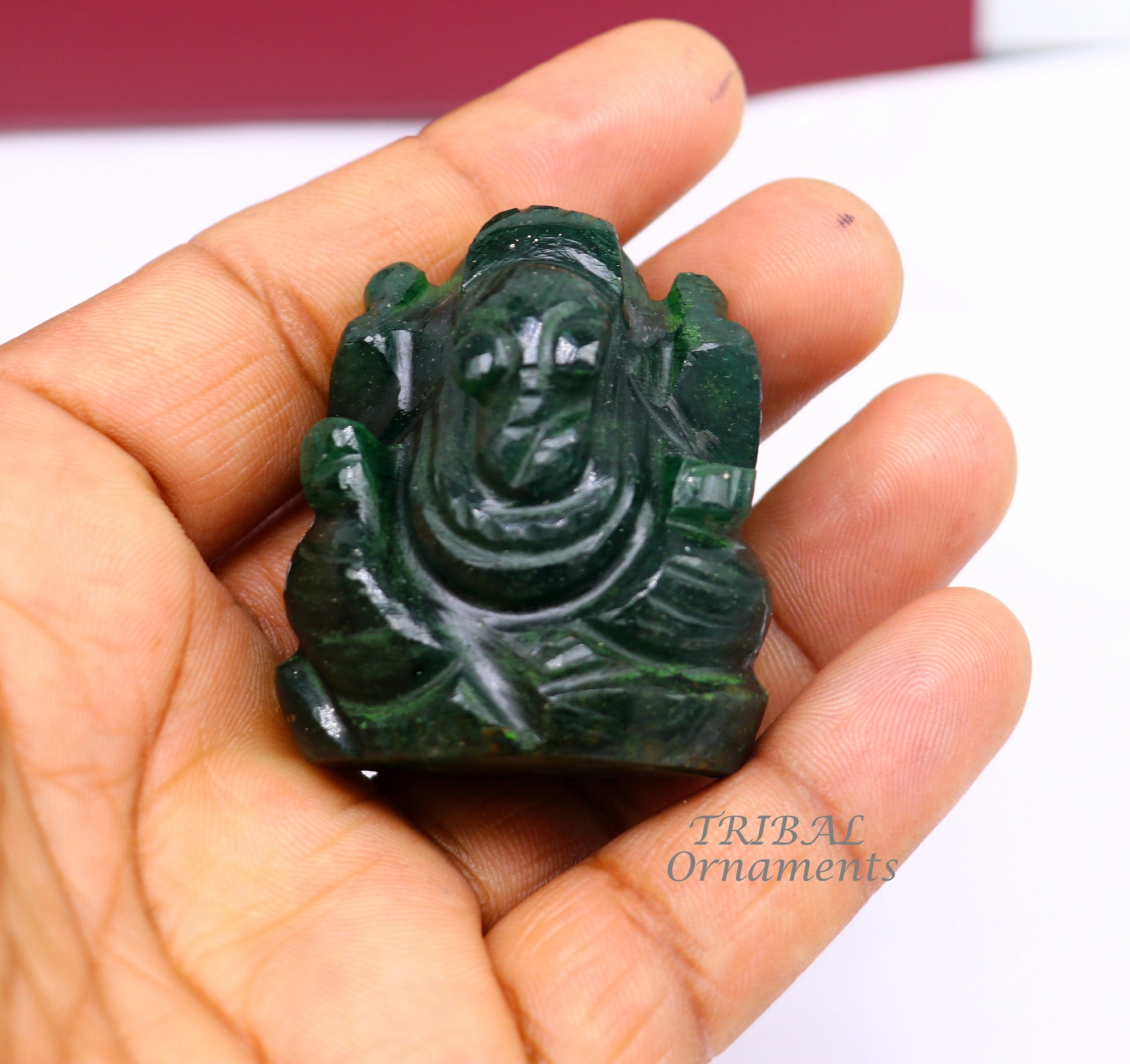 Amazing green jade Lord Ganesha handcrafted statue figurine temple divine God Ganesha stone sculpture for wealth and prosperity stna12 - TRIBAL ORNAMENTS