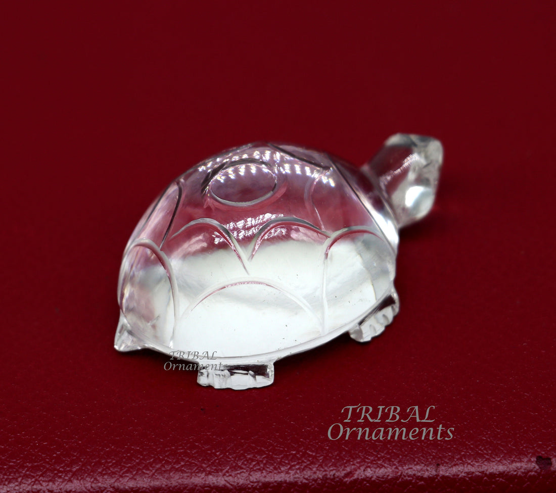 Natural sphatik crystal stone divine tortoise or turtle statue, amazing sphatik tortoise for wealth and prosperity stna15 - TRIBAL ORNAMENTS