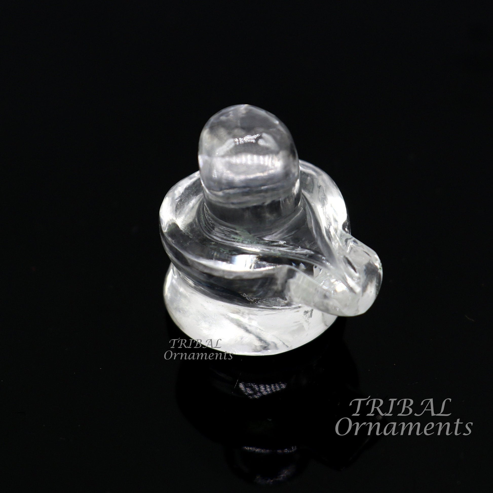 Natural sphatik crystal stone divine lor shiva lingam statue, amazing sphatik lingam puja article for wealth and prosperity stna16 - TRIBAL ORNAMENTS