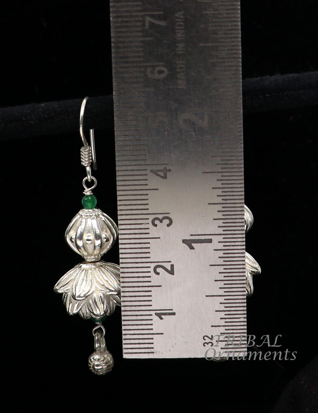 925 sterling silver handmade white finish hook earrings, fabulous hanging drop dangle earrings tribal ethnic jewelry from India s1087 - TRIBAL ORNAMENTS