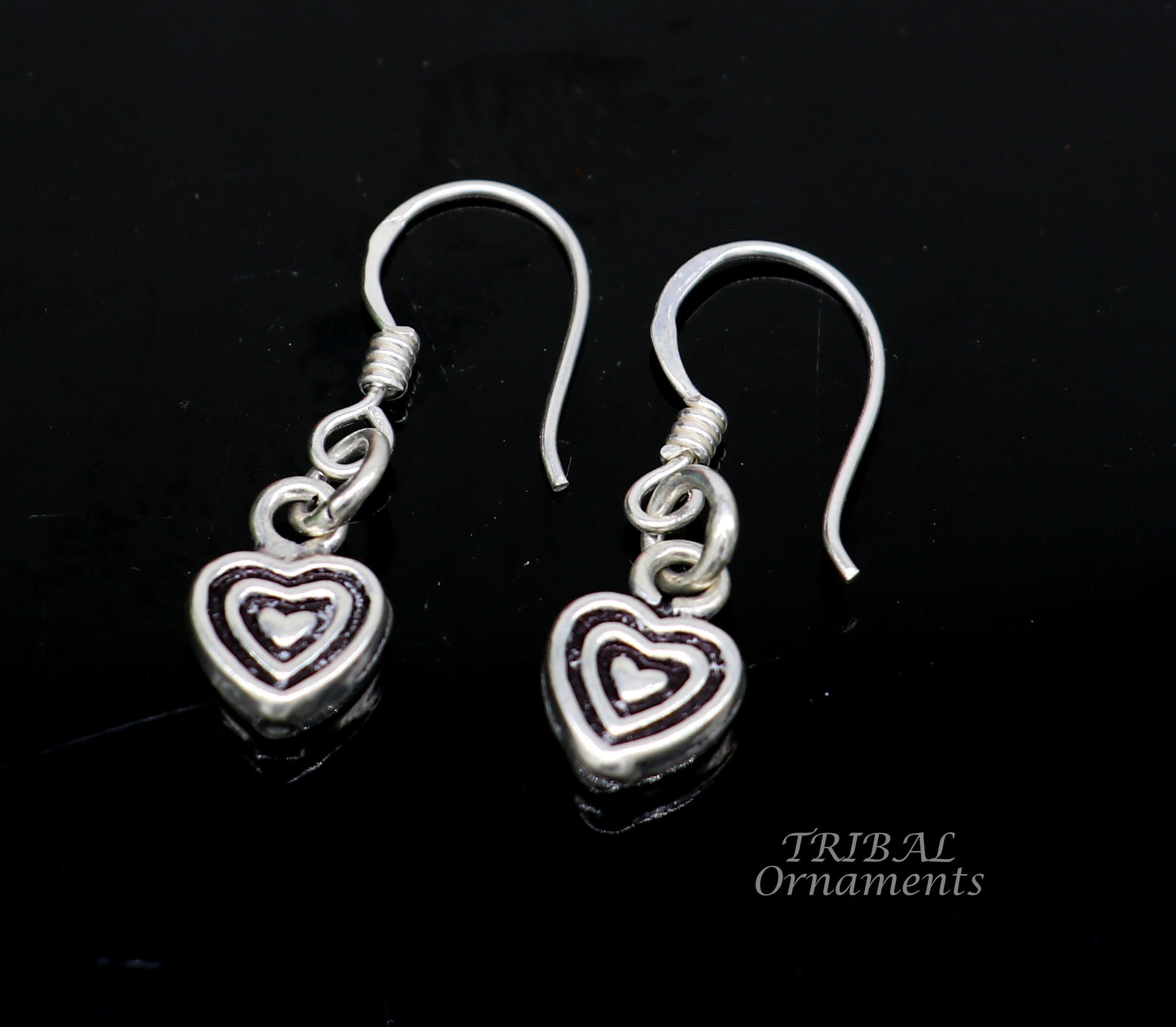 925 sterling silver handmade hook earrings, fabulous hanging pretty bells drop dangle earrings tribal ethnic jewelry from India s1089 - TRIBAL ORNAMENTS