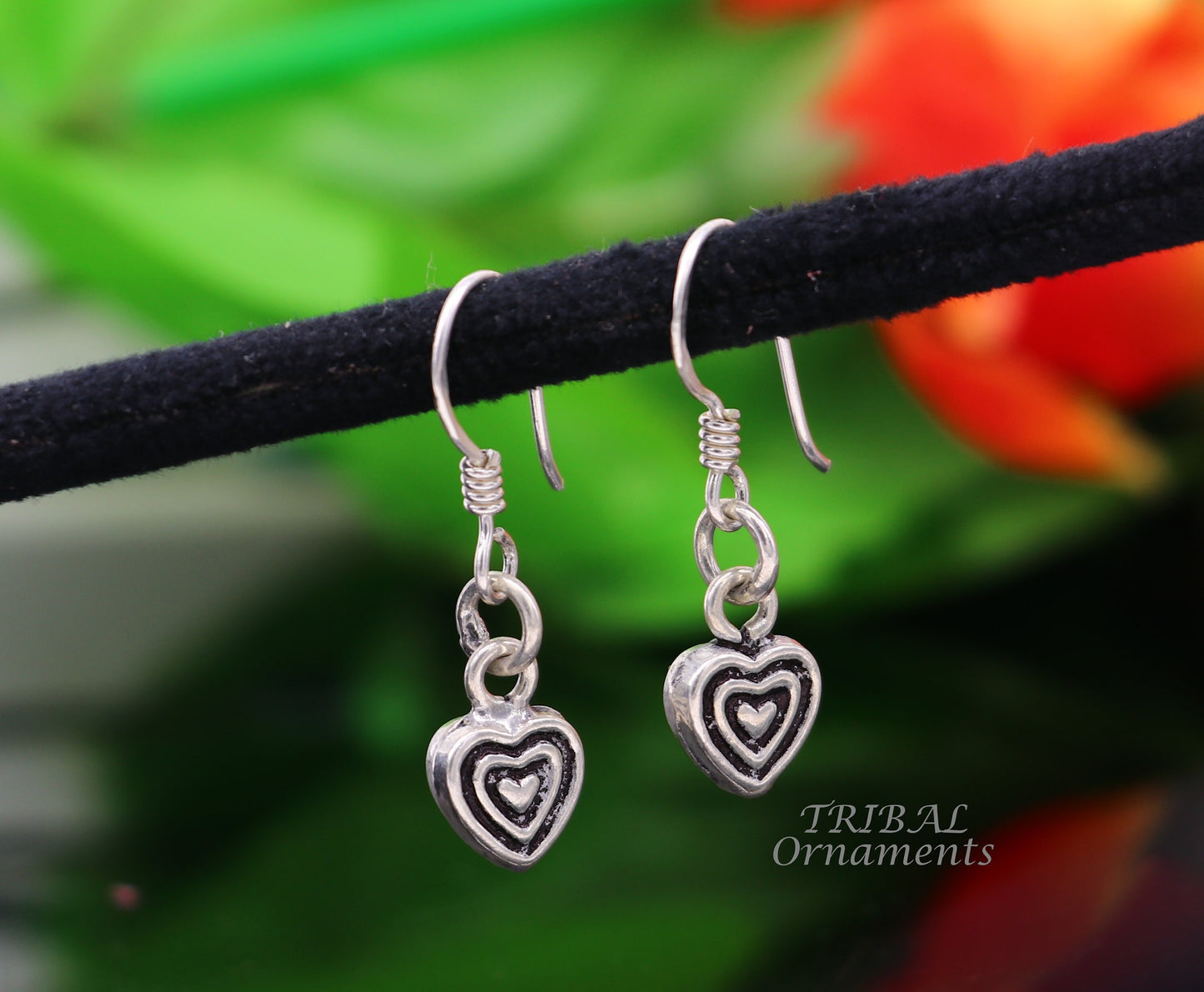 925 sterling silver handmade hook earrings, fabulous hanging pretty bells drop dangle earrings tribal ethnic jewelry from India s1089 - TRIBAL ORNAMENTS