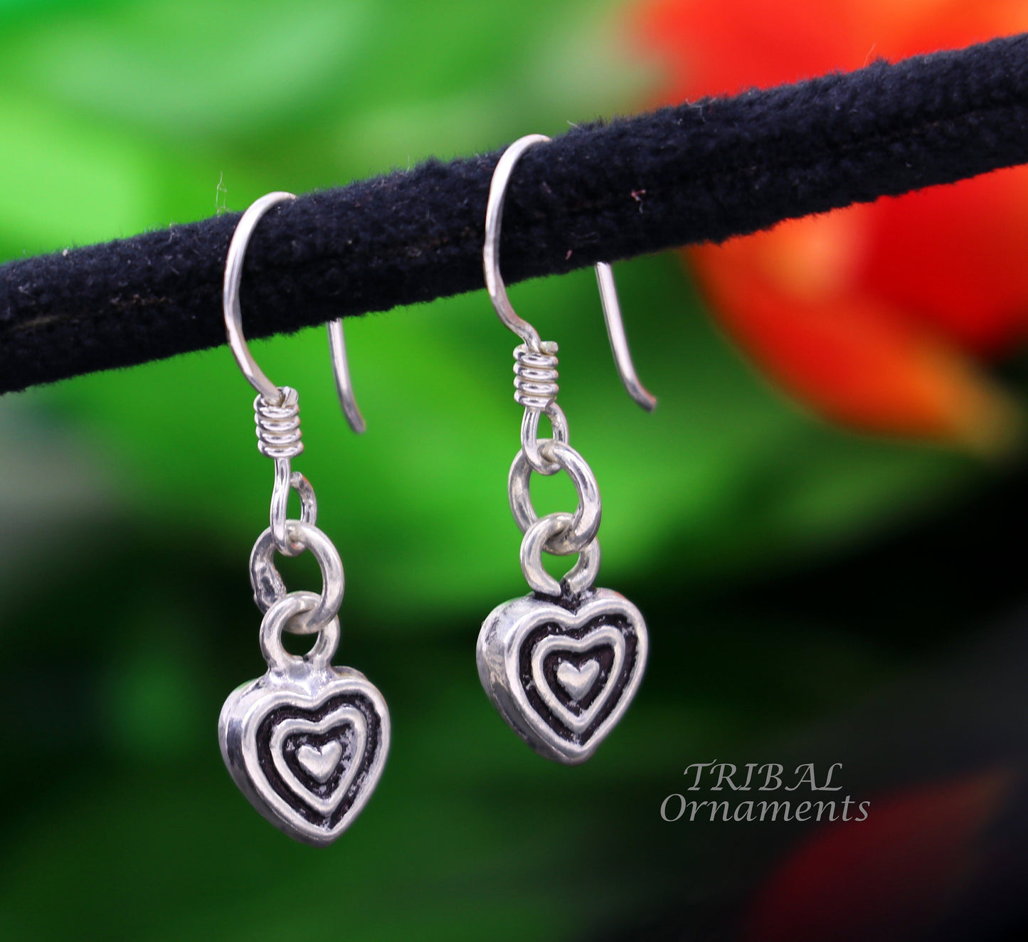 925 sterling silver handmade hook earrings, fabulous hanging pretty bells drop dangle earrings tribal ethnic jewelry from India s1089 - TRIBAL ORNAMENTS