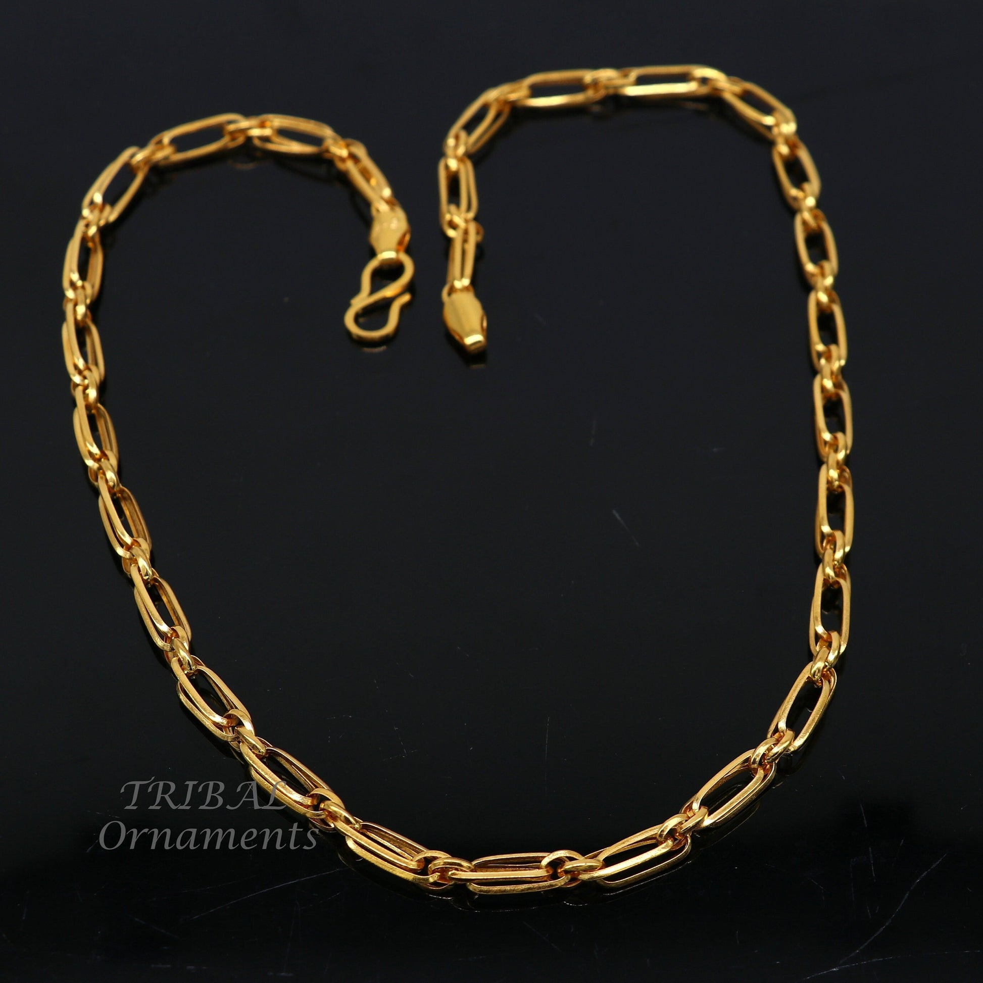 22k yellow gold handmade fabulous link chain necklace excellent gold chain certified best gifting unisex jewelry ch571 - TRIBAL ORNAMENTS