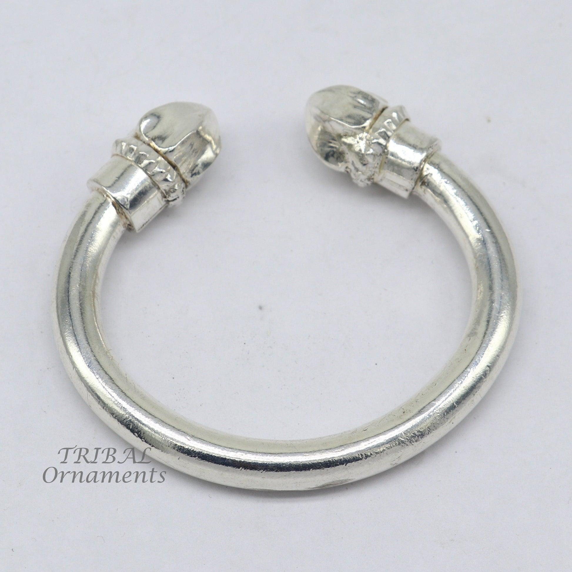 925 sterling silver men's plain bangle bracelet adjustable kada solid tribal design bangle gifting kada nsk569 - TRIBAL ORNAMENTS