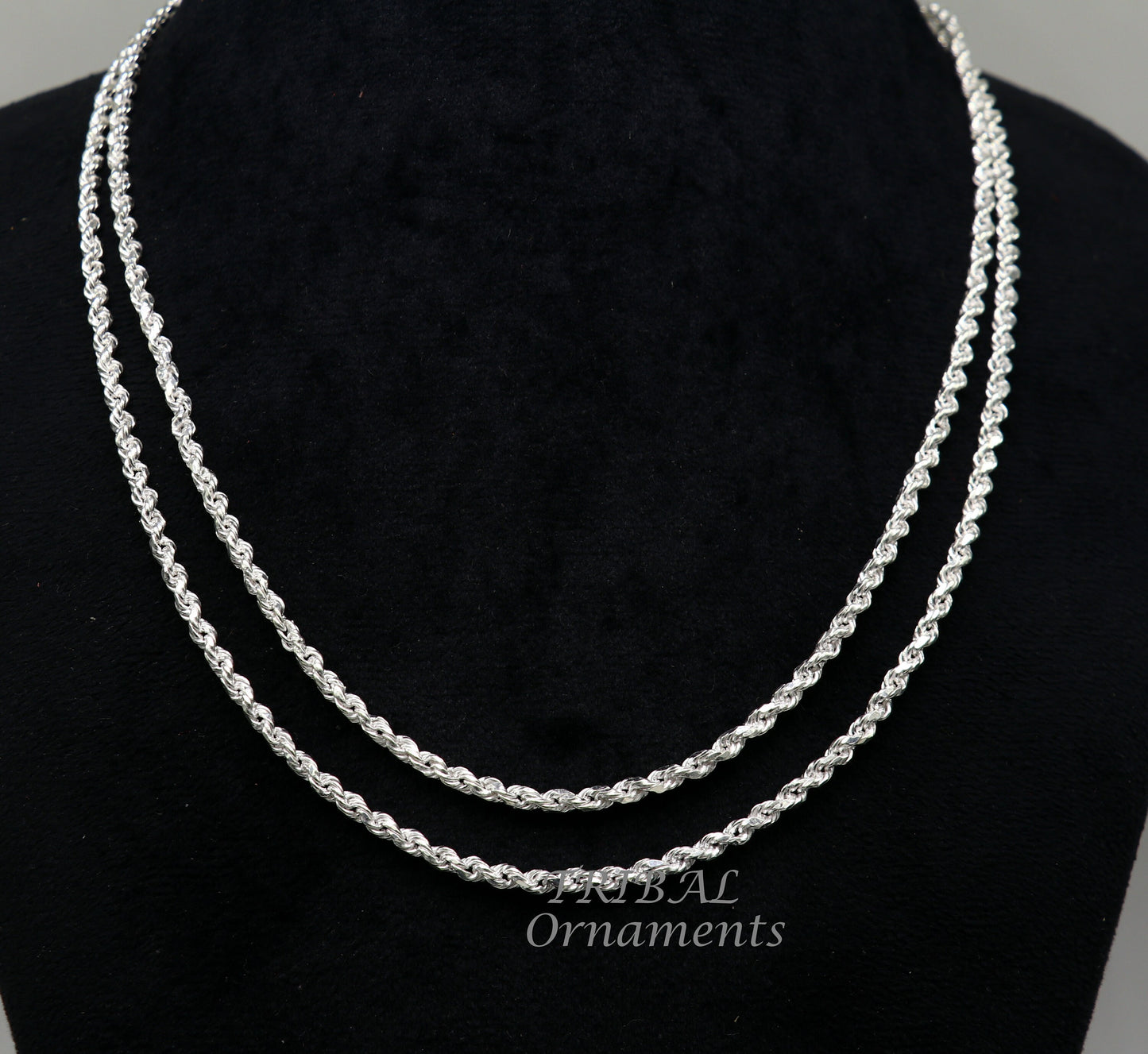 19" TO 21" Rope chain 925 sterling silver handmade single rope chain chain, necklace chain, plain bright silver chain trendy style ch506 - TRIBAL ORNAMENTS
