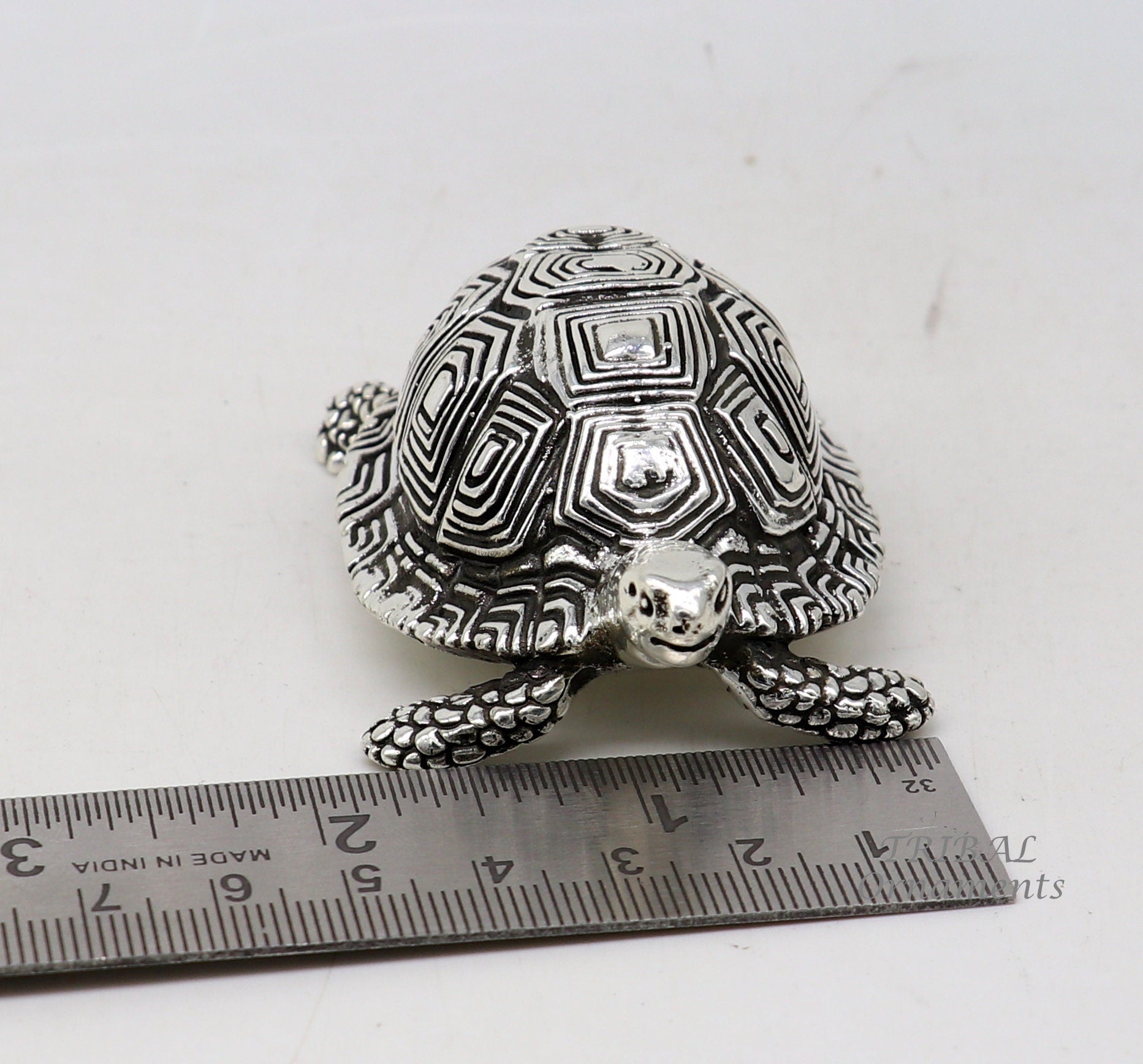 925 Sterling silver vintage antique design small tortoise statue or sculpture, best puja article for wealth and prosperity for home art575 - TRIBAL ORNAMENTS