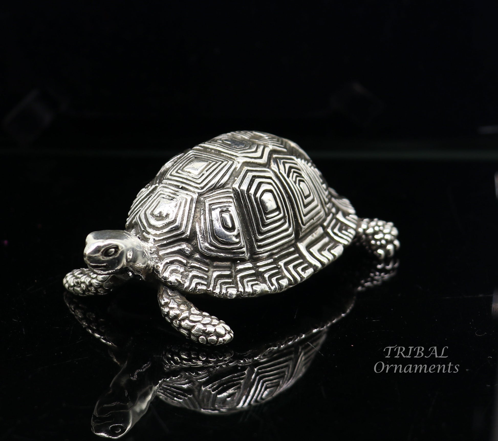 925 Sterling silver vintage antique design small tortoise statue or sculpture, best puja article for wealth and prosperity for home art575 - TRIBAL ORNAMENTS