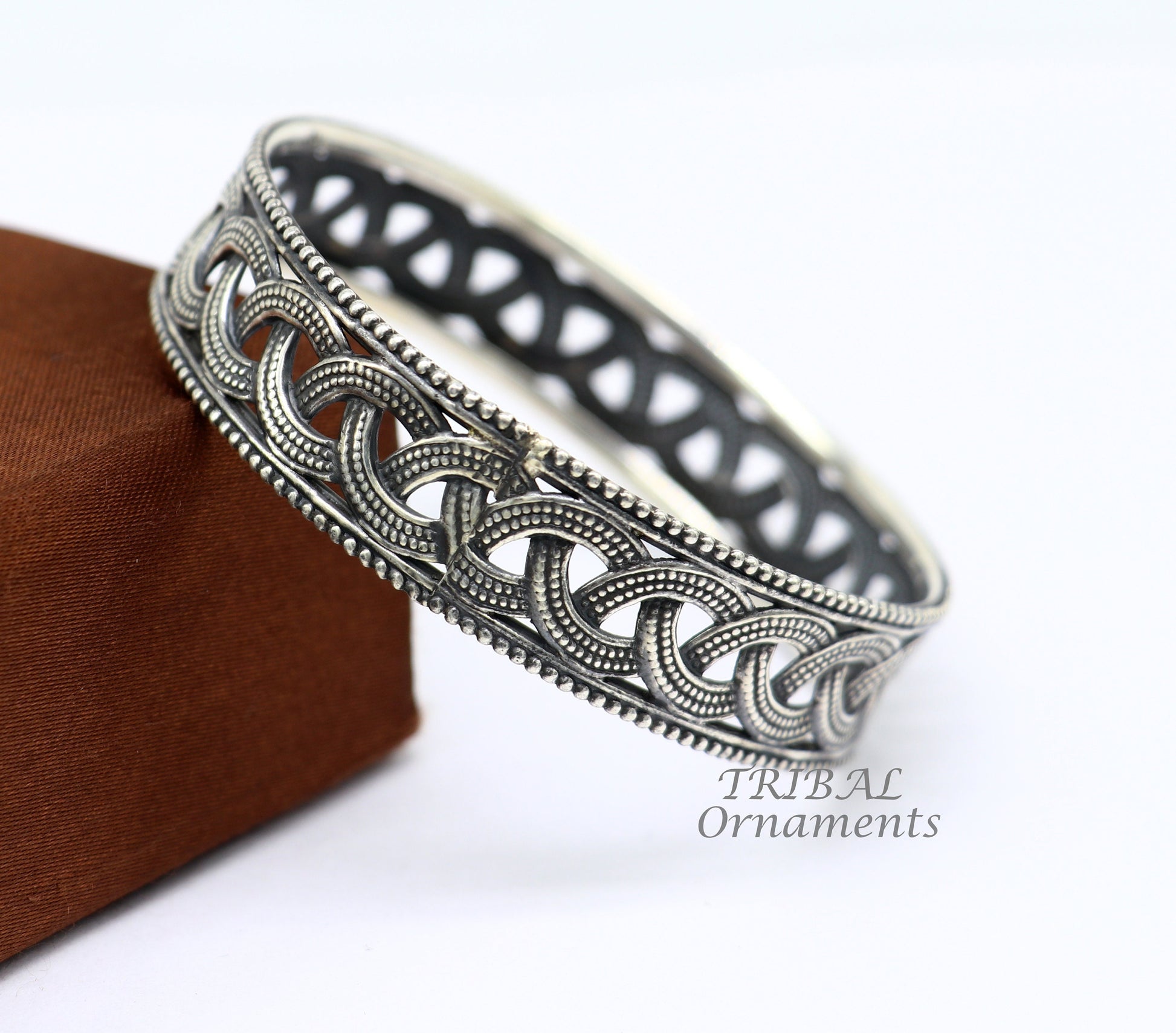 Elegant 925 sterling silver flower design unique style handmade bangle bracelet , best brides collection wedding jewelry from india nba334 - TRIBAL ORNAMENTS