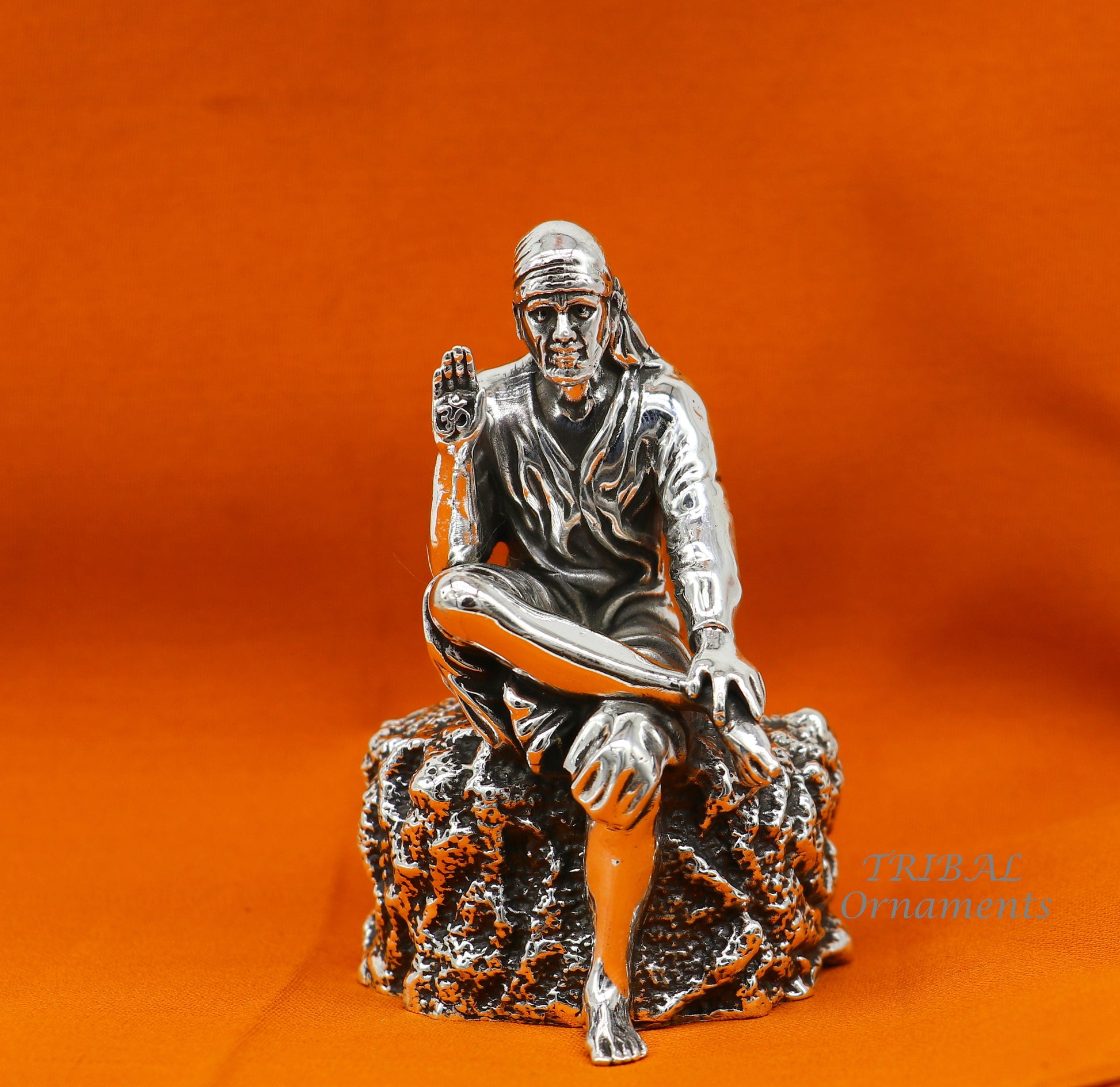 3" 925 sterling silver handmade Divine Hindu idol deity Sai Baba statue murti divine Statue Sculpture figurine puja article gifting art576 - TRIBAL ORNAMENTS