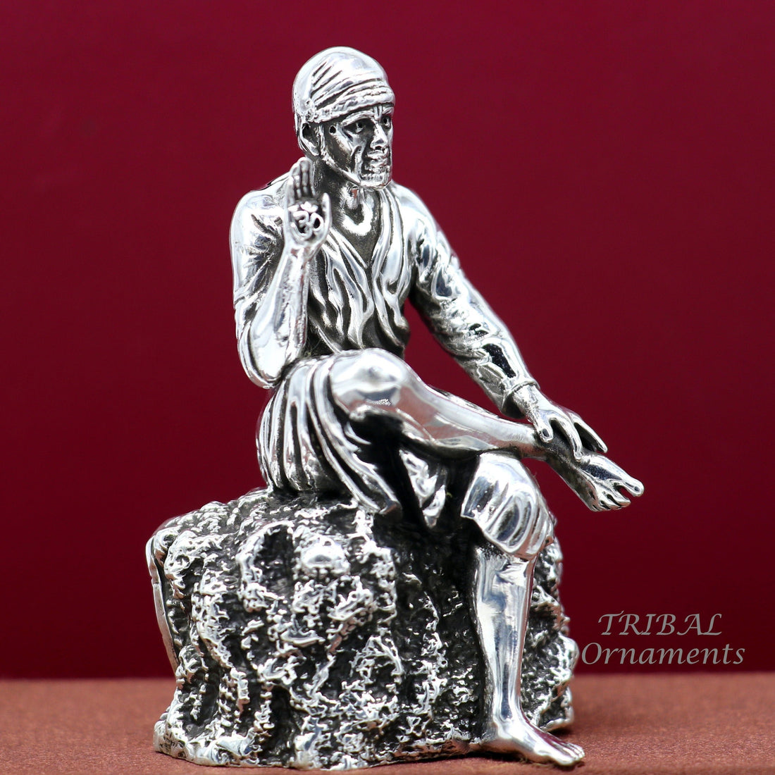 3" 925 sterling silver handmade Divine Hindu idol deity Sai Baba statue murti divine Statue Sculpture figurine puja article gifting art576 - TRIBAL ORNAMENTS