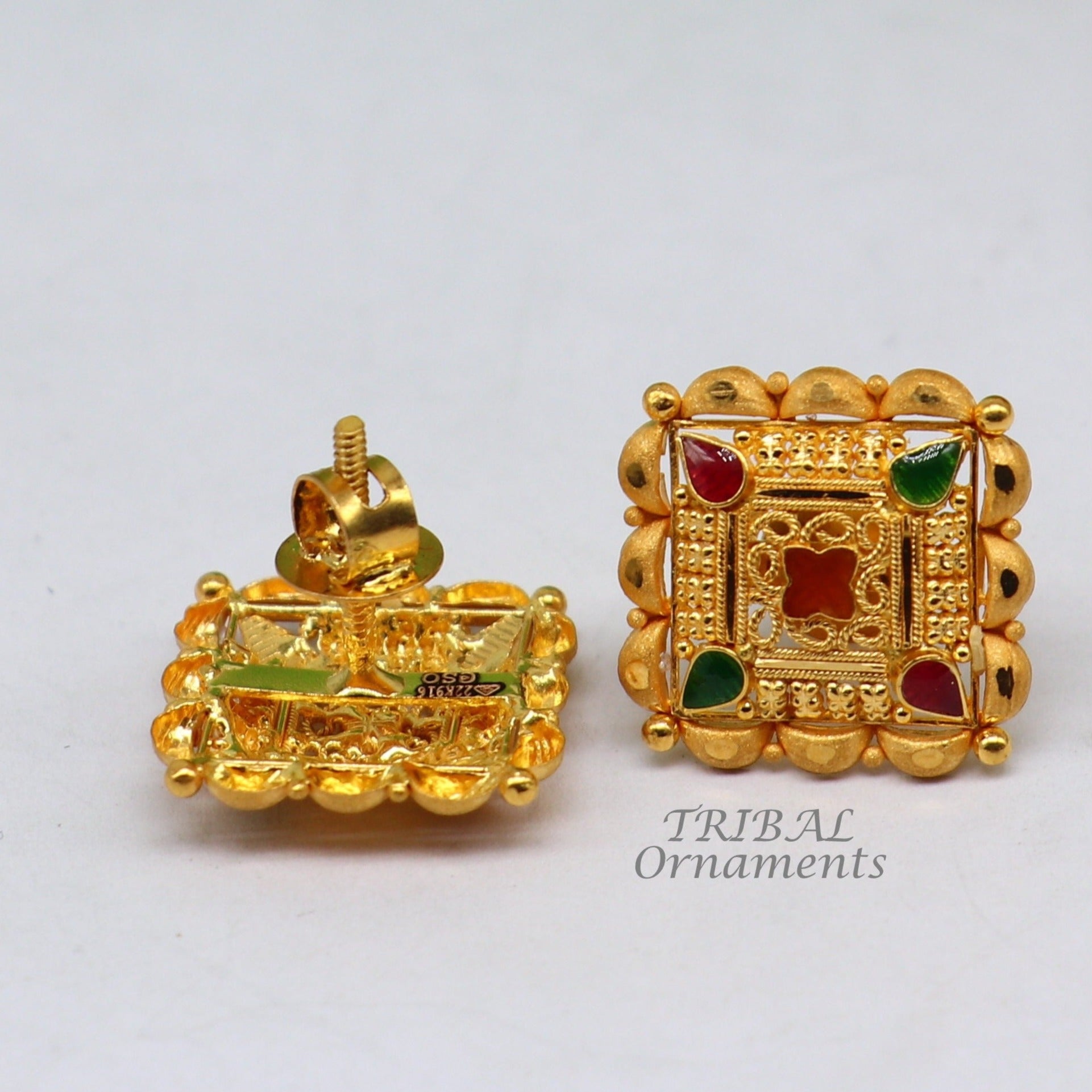 Handmade Earrings 14K Yellow Gold with Pearl KRI-S/E290(TP)