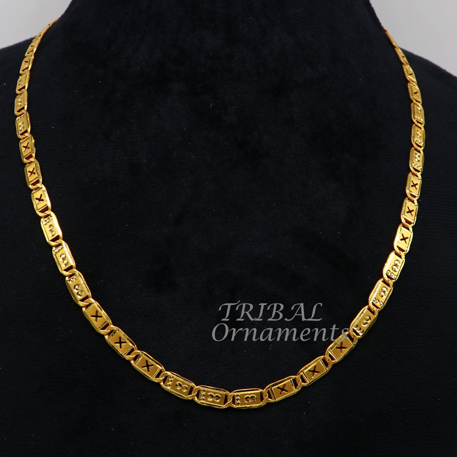 22kt yellow gold royal nawabi baht chain, bar chain, fabulous customized men's chain, men's personalized gifting chain necklace india ch573 - TRIBAL ORNAMENTS