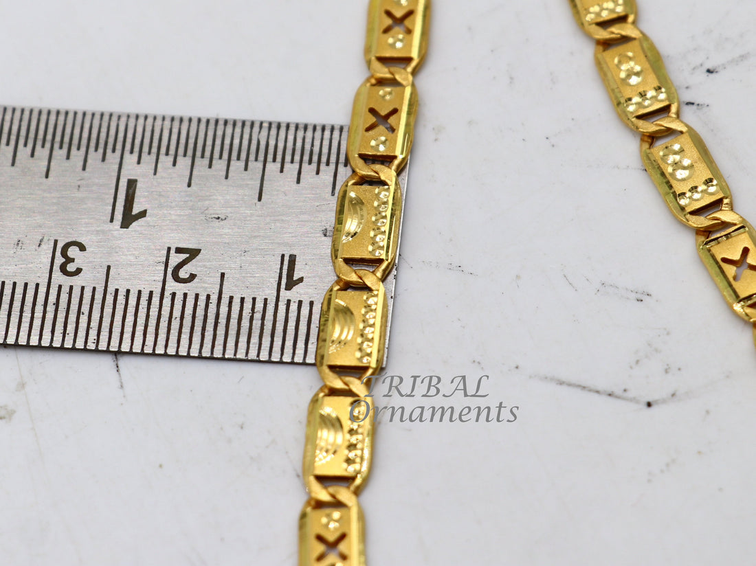 22kt yellow gold royal nawabi baht chain, bar chain, fabulous customized men's chain, men's personalized gifting chain necklace india ch573 - TRIBAL ORNAMENTS