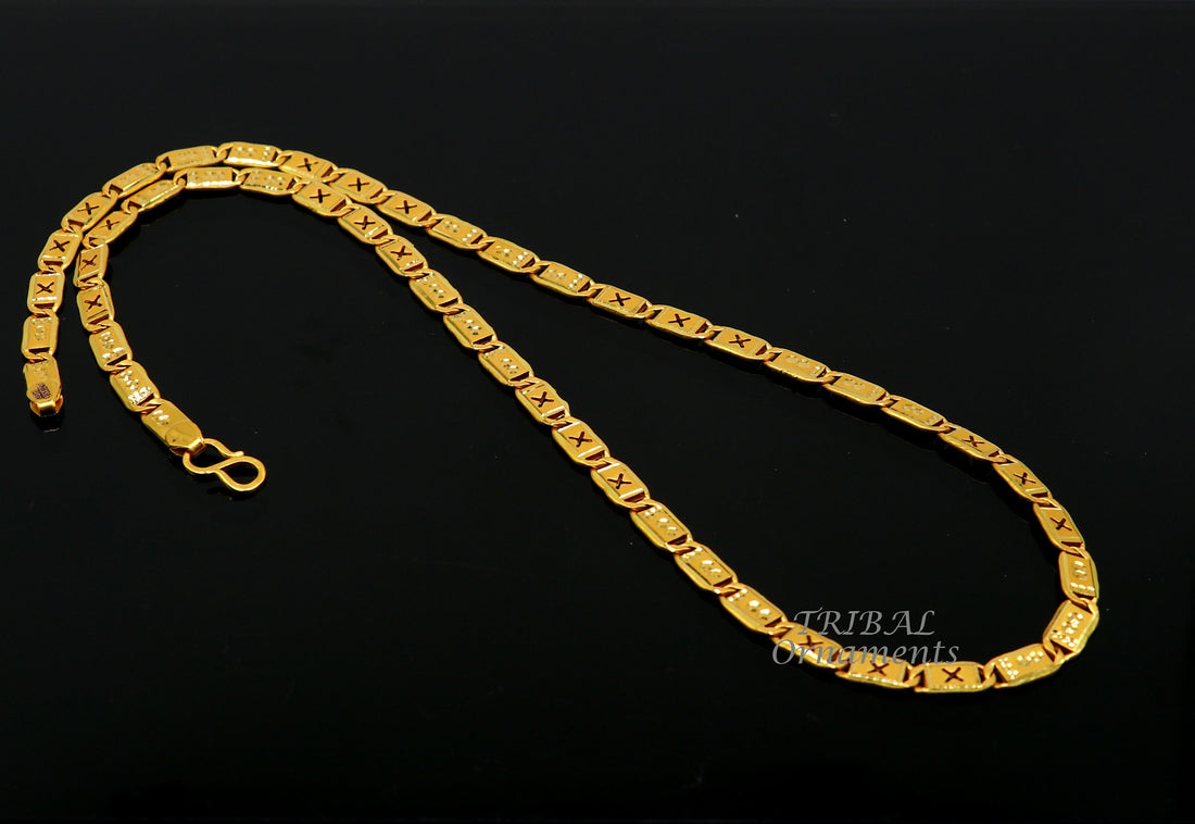 22kt yellow gold royal nawabi baht chain, bar chain, fabulous customized men's chain, men's personalized gifting chain necklace india ch573 - TRIBAL ORNAMENTS