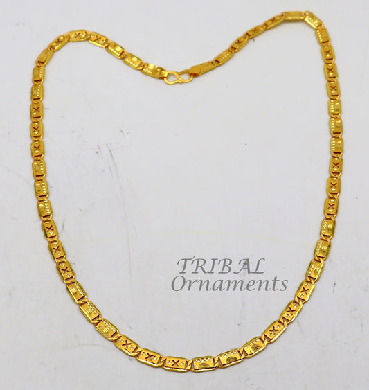 22kt yellow gold royal nawabi baht chain, bar chain, fabulous customized men's chain, men's personalized gifting chain necklace india ch573 - TRIBAL ORNAMENTS