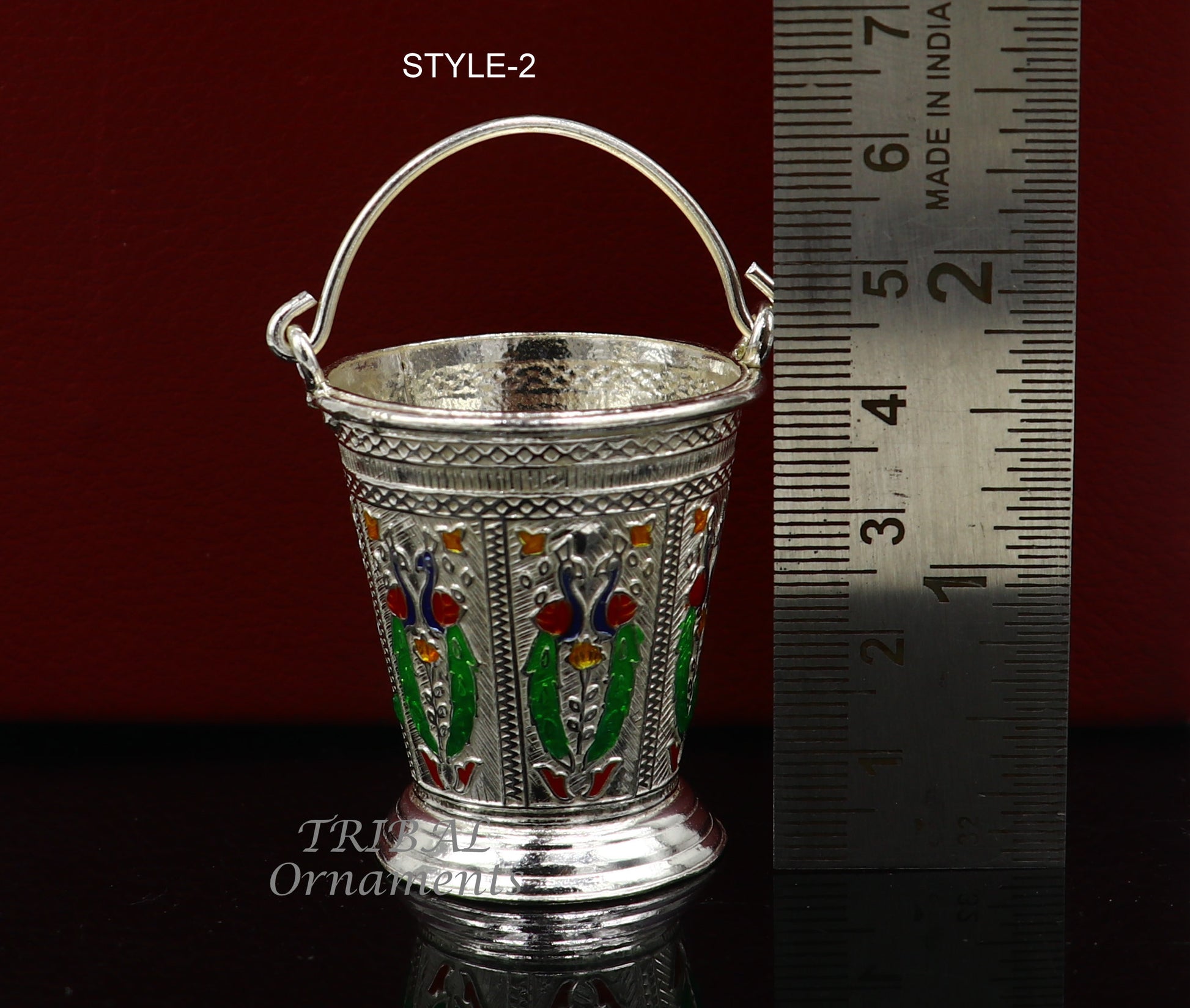 925 sterling silver handmade fabulous vintage style bucket toy for puja or worshipping, Diwali puja article utensils su975 - TRIBAL ORNAMENTS