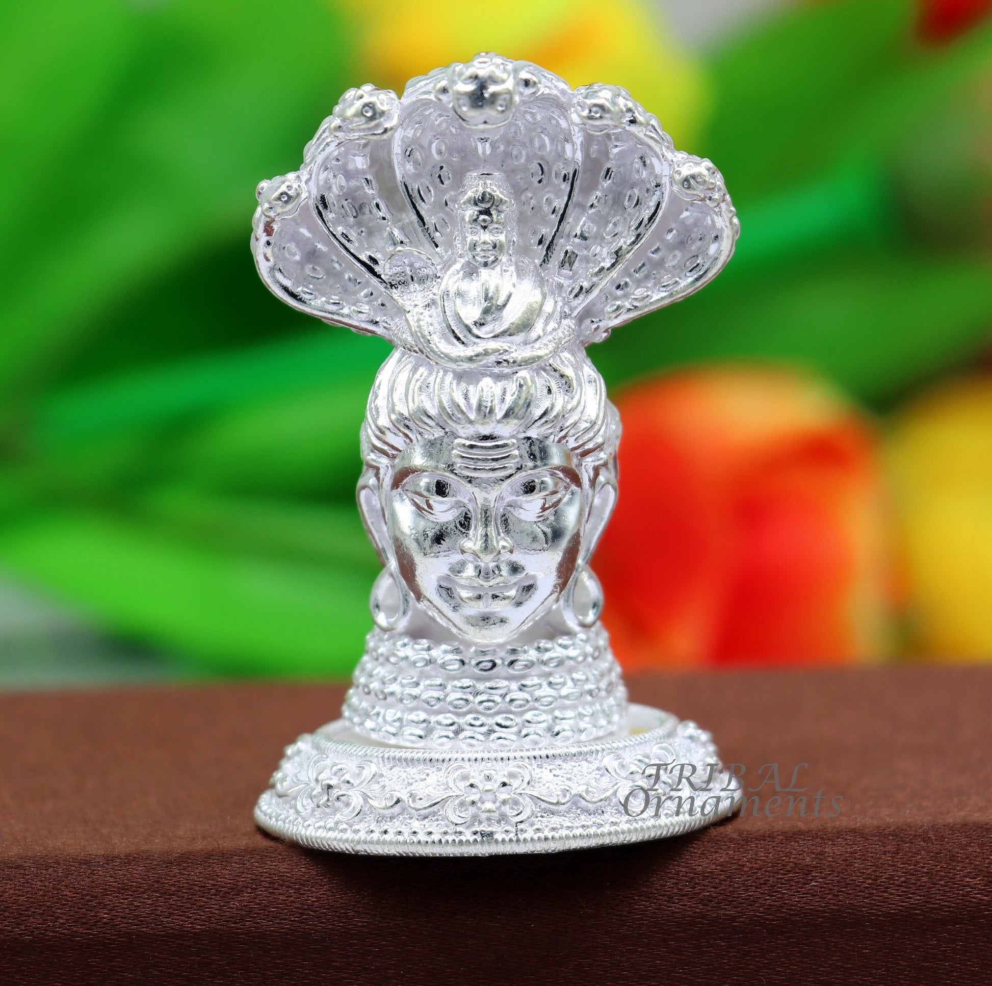 925 Sterling silver handmade hindu Lord Shiva with snake divine statue figurine, puja articles best gift silver sculpture article art600 - TRIBAL ORNAMENTS