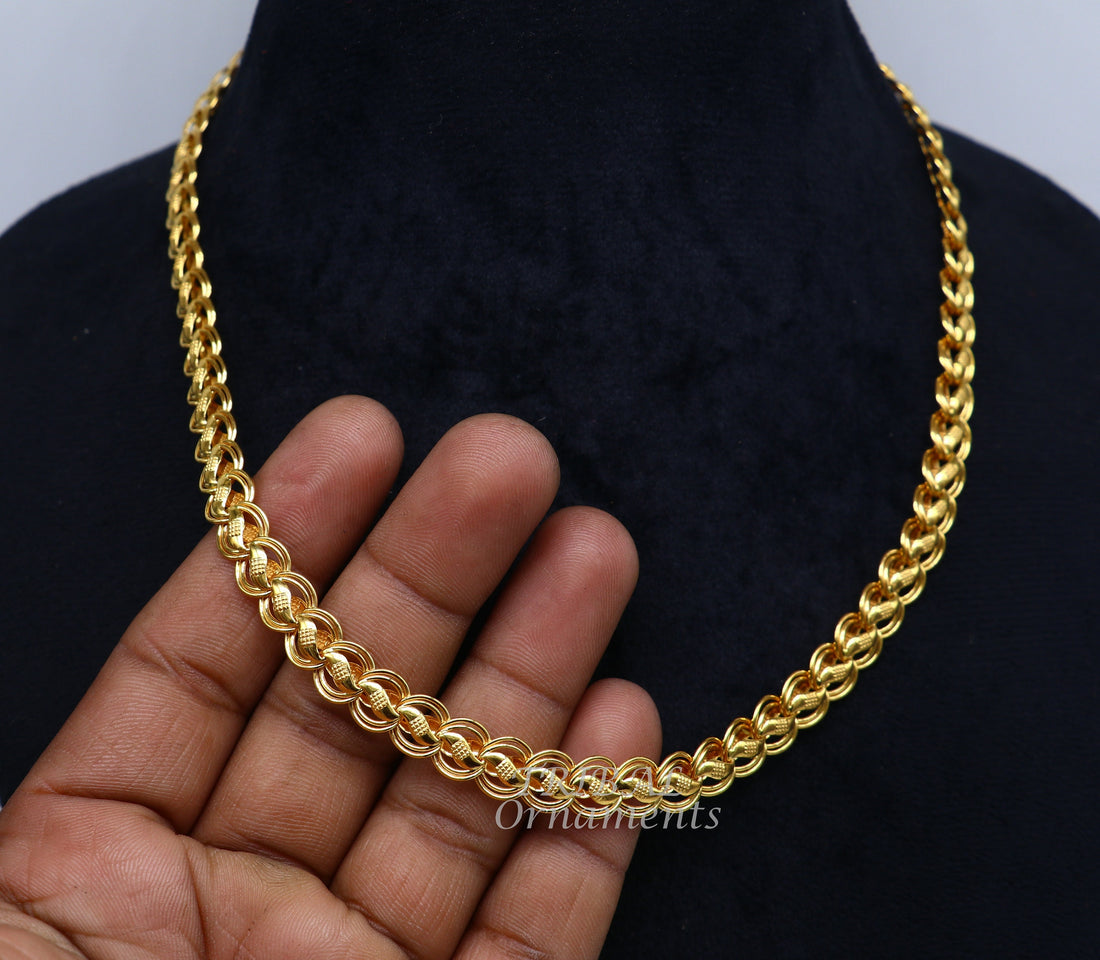 22kt yellow gold customized stylish stunning lotus chain, all sizes gifting necklace, new fancy stylish bracelet men's jewelry CH574 - TRIBAL ORNAMENTS