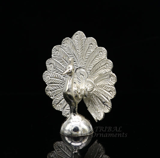 925 sterling silver handmade elegant amazing dancing peacock statue, silver article, silver figurine, silver puja article su978 - TRIBAL ORNAMENTS