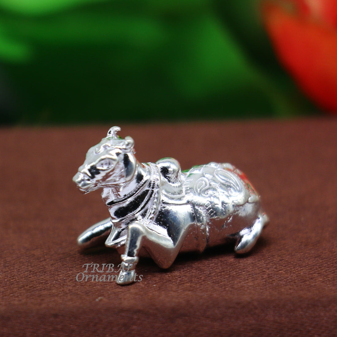 Lord Shiva Vahan Nandi Maharaj solid 925 sterling silver handmade small statue for puja, best gift for lord Shiva, divine statue art586 - TRIBAL ORNAMENTS