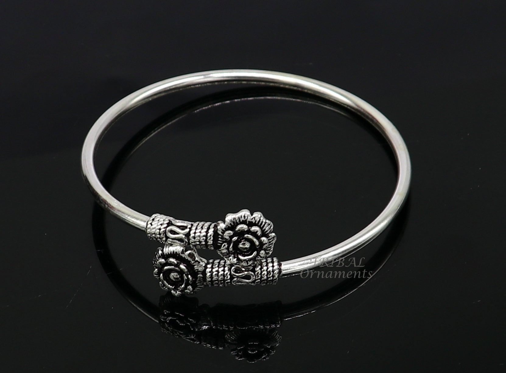 925 sterling silver fabulous floral design bangle bracelet kada amazing Cuff bracelet best gifting girl's kada nsk596 - TRIBAL ORNAMENTS