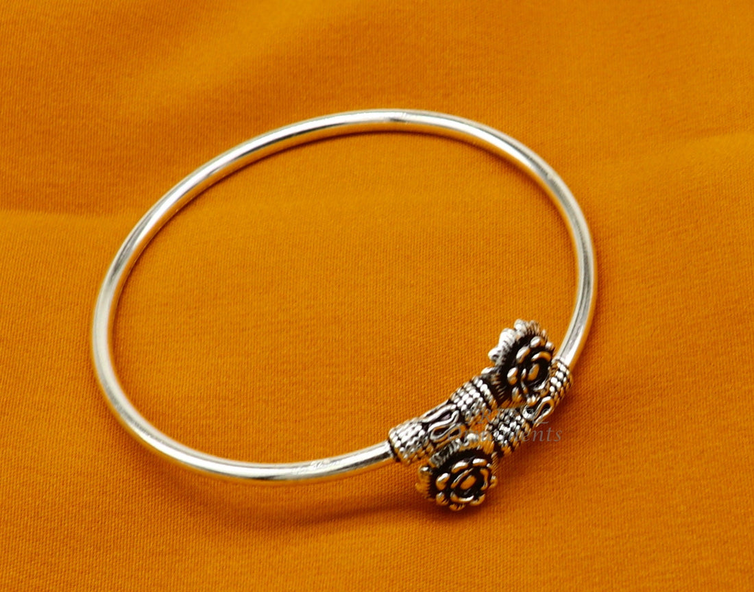 925 sterling silver fabulous floral design bangle bracelet kada amazing Cuff bracelet best gifting girl's kada nsk596 - TRIBAL ORNAMENTS