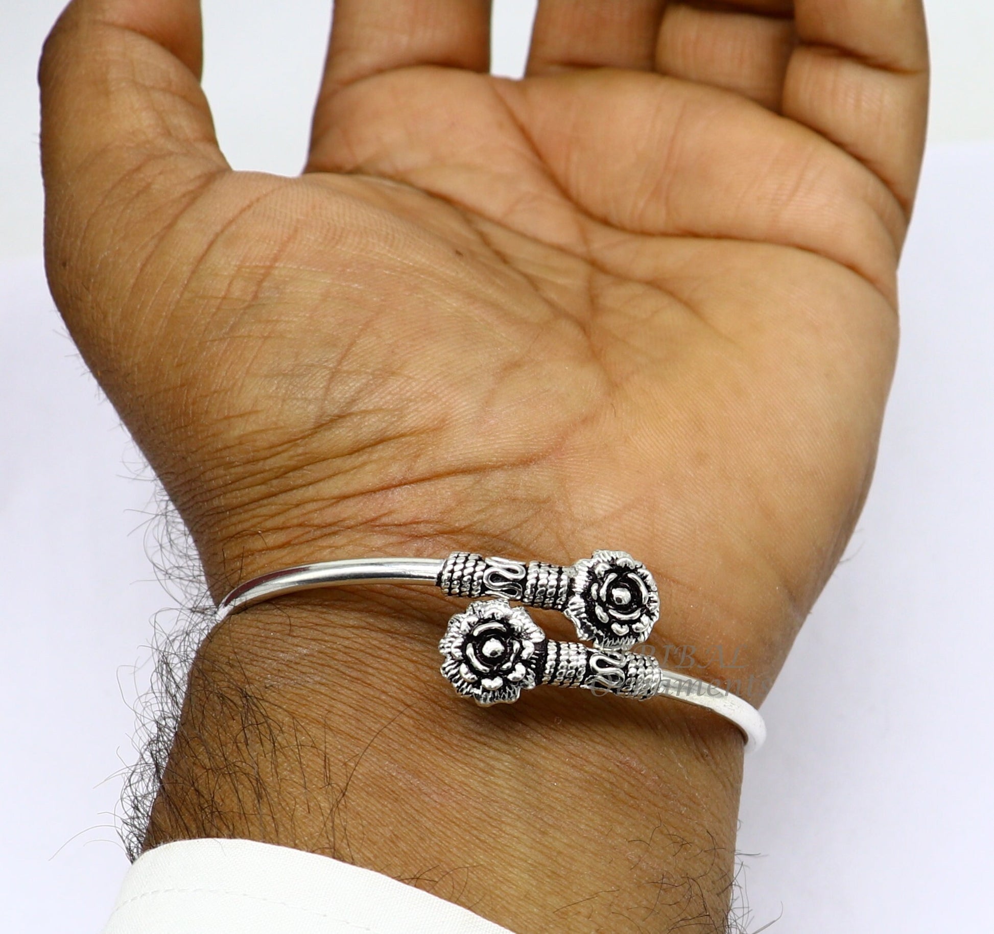 925 sterling silver fabulous floral design bangle bracelet kada amazing Cuff bracelet best gifting girl's kada nsk596 - TRIBAL ORNAMENTS