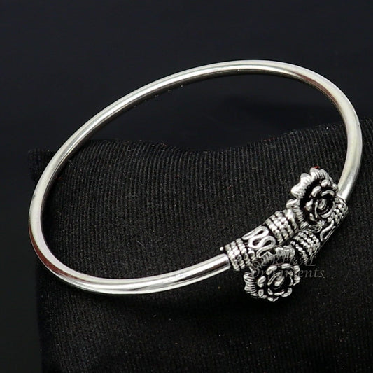 925 sterling silver fabulous floral design bangle bracelet kada amazing Cuff bracelet best gifting girl's kada nsk596 - TRIBAL ORNAMENTS
