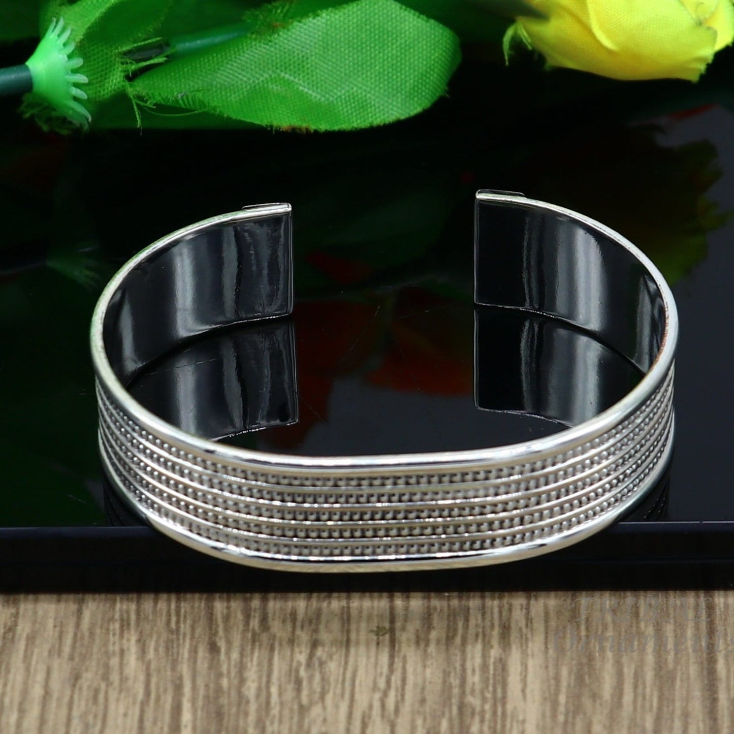 925 sterling silver handmade adjustable open face kada bangle cuff bracelet, elegant unisex personalized gifting cuff jewelry cuff143 - TRIBAL ORNAMENTS